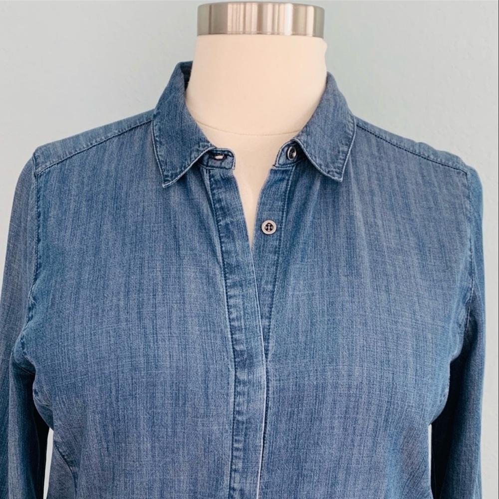 Eileen Fisher Chambray Tencel Shirt Dress - Picture 6 of 15